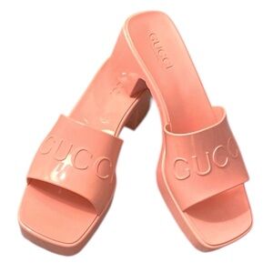 Authentic Gucci Sleek Pink Platform Slide Sandal